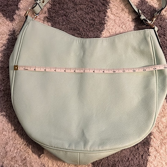 Aqua slouchy purse with adjustable/removable cross body strap - Picture 7 of 14